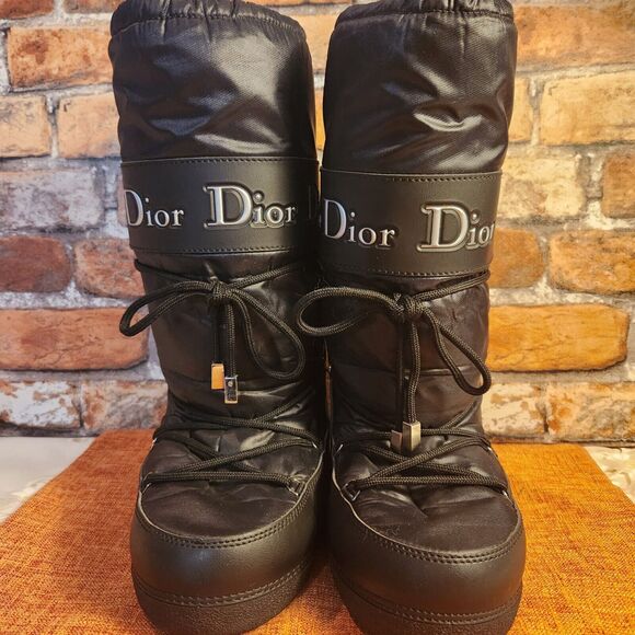 Vintage Y2K Christian Dior Moon Snow Boots by John Galliano Black EU 35-37 US 7 - Picture 2 of 11